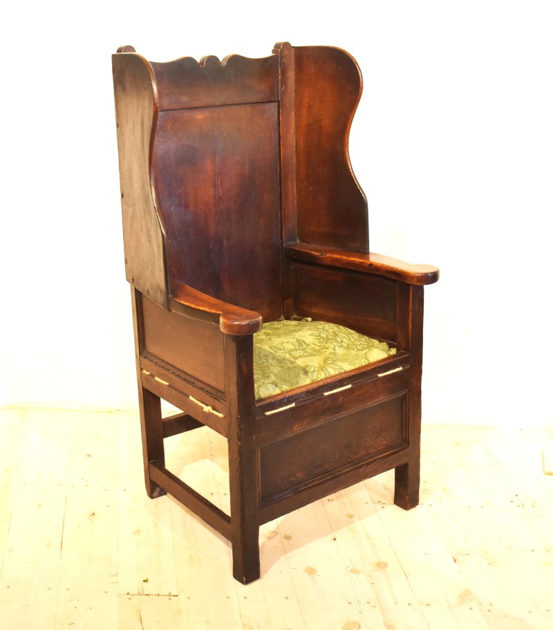 lambing wing back in oak chair